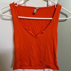 size 2 asos cropped orange sleeveless tank top